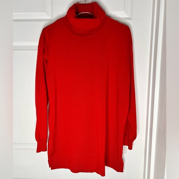 Escada E Sport Oversized Turtleneck Red Wool Sweater Top Sz M - Picture 1 of 10